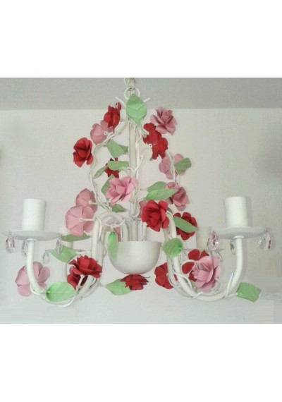 Lustre Nice com rosas flores 4 lampadas  